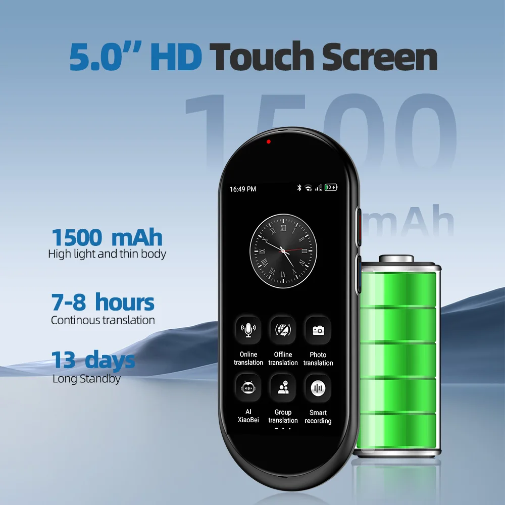 4G Sim Card Instant Translator Two Way Voice Translation with 150 Languages Recording Photo Text Translation