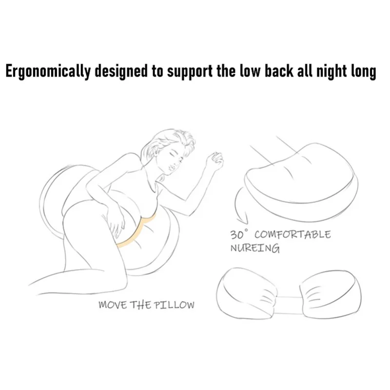 وسادة الحمل على شكل حرف U لدعم الخصر وسادة نوم جانبية لدعم البطن وسادة الأمومة متعددة الوظائف باللون الرمادي