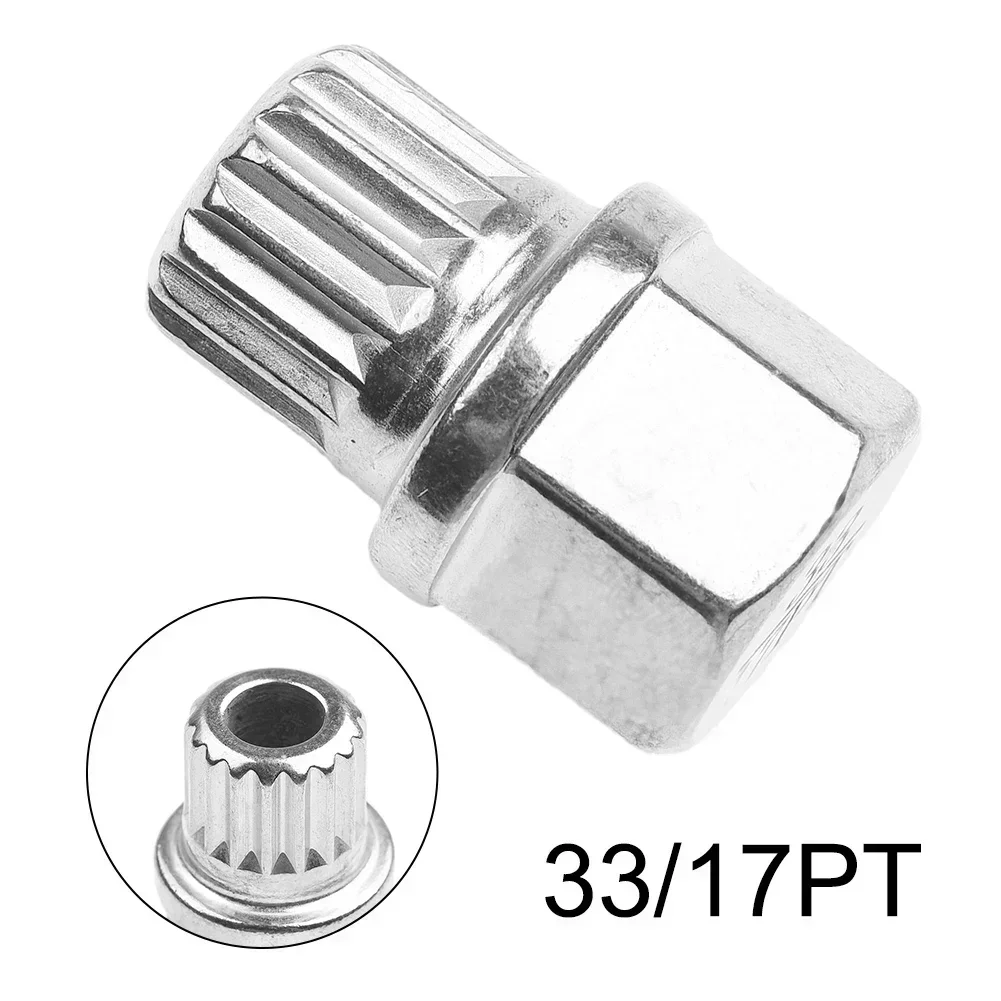 For BMW Anti-theft Lug Nut Wheel Lock 1pc 20x28mm 33/17PT Maximum 120Nm Removal Tool Silver Tone Car Accessories