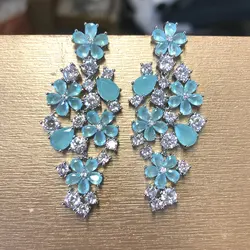 Bilincolor Fashion Cute Blue Flower Earring for Women