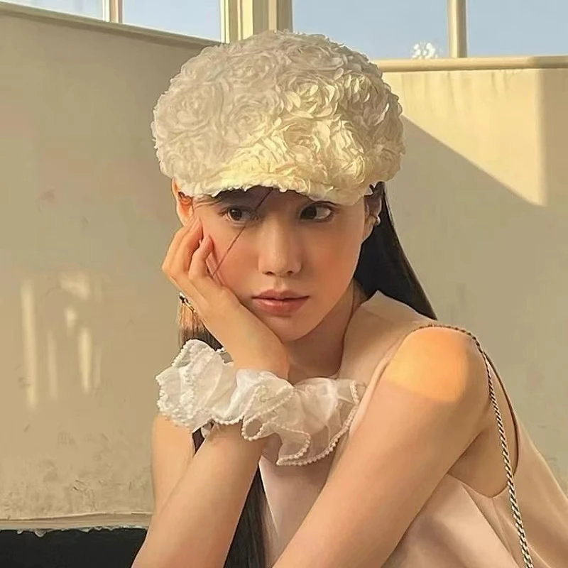 Advanced Sense Forward Hat New Roses Baskenmütze im Retro-Stil. Hochwertiger Malermütze im koreanischen Stil