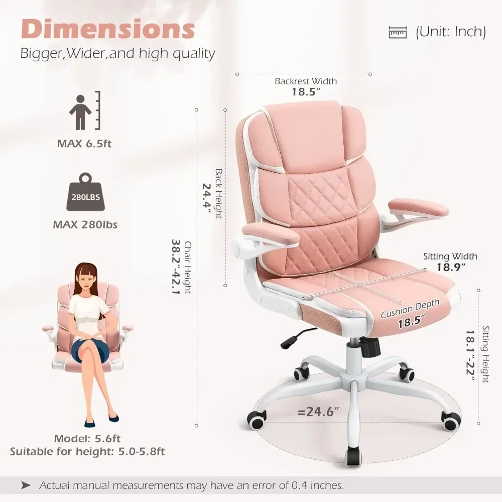 Office Chair PU Leather Executive Office Chair with Wheels and Arms Ergonomic Chair, Gaming Computer Chair