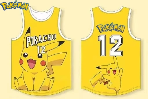 

Pokemon Pikachu 12 Basketball Jersey - Sleeveless Tank Top, Anime Streetwear for Men Women Kids, Breathable Summer Sports Vest