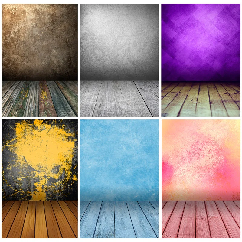 

Old Vintage Gradient Solid Color Photography Backdrops Props Brick Wall Wooden Floor Baby Portrait Photo Backgrounds 210125MB-06