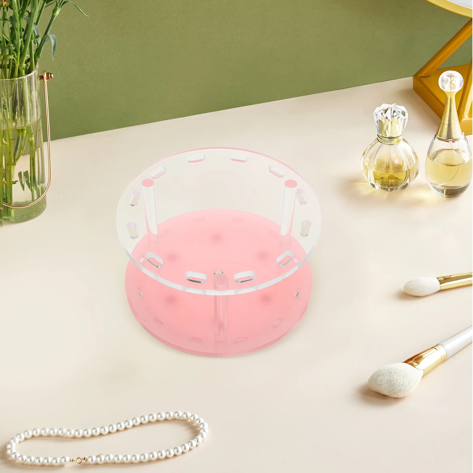 Organizador de pinzas de pestañas giratorio con 12 agujeros, soporte acrílico para extensión de pestañas, soporte para herramientas de belleza, estante de exhibición para pinzas de maquillaje