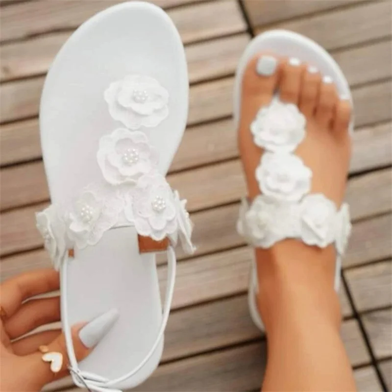 

New Women's Sandals 2023 Ladies Camellia Herringbone Jelly Shoes Fashion Flat Soft Bottom Beach Females