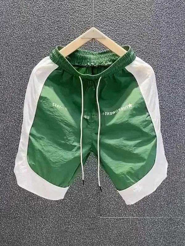 Estate versatile Qui Dry Casual da uomo in seta di ghiaccio a cinque punti Sport Pantaloni da spiaggia Gamba dritta Vestibilità ampia Gioventù Active Sle