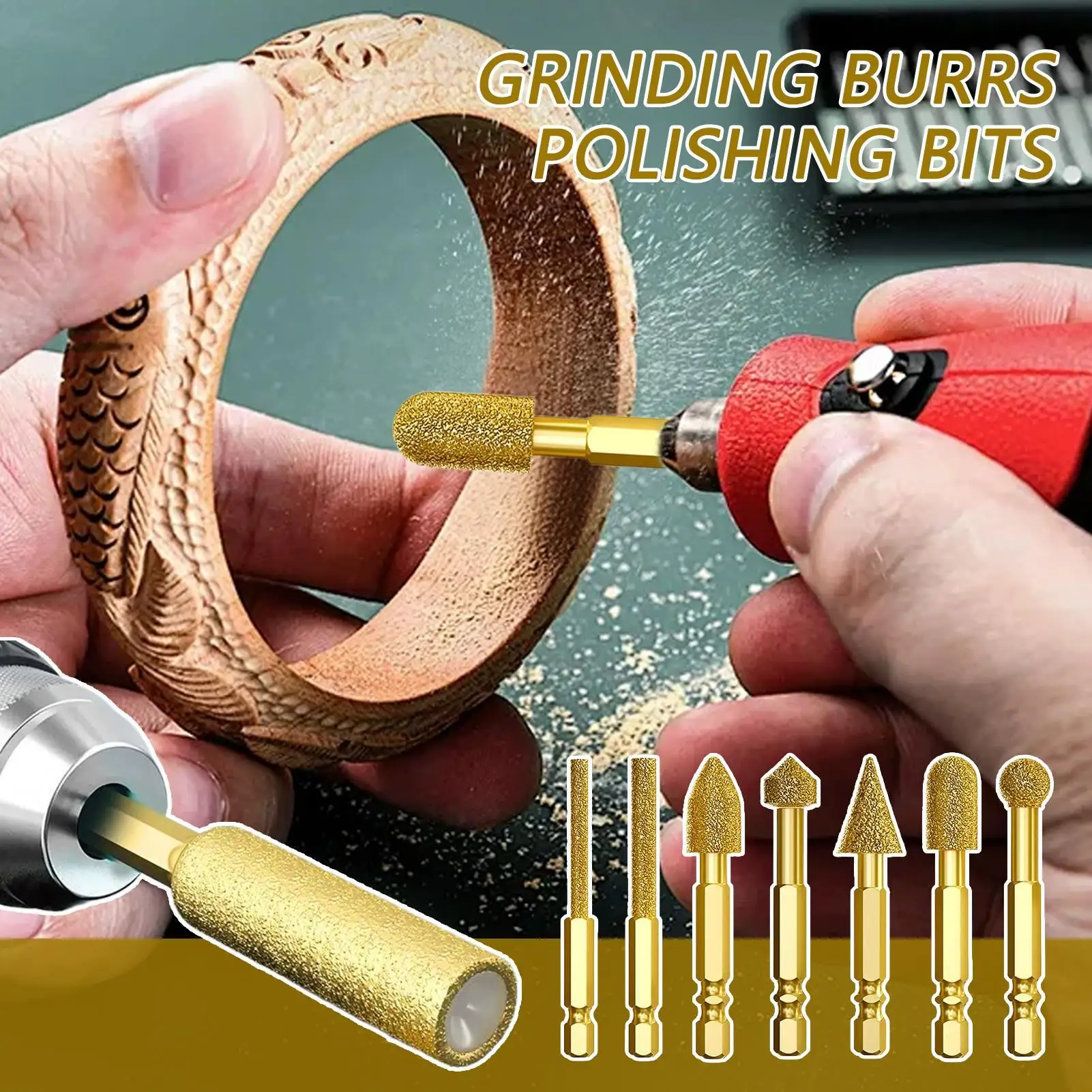 Zestaw frezów węglikowych 7 sztuk, trzpień sześciokątny, akcesoria do elektronarzędzi, zestaw wierteł do metalu do szlifowania, frezowania, polerowania metalu