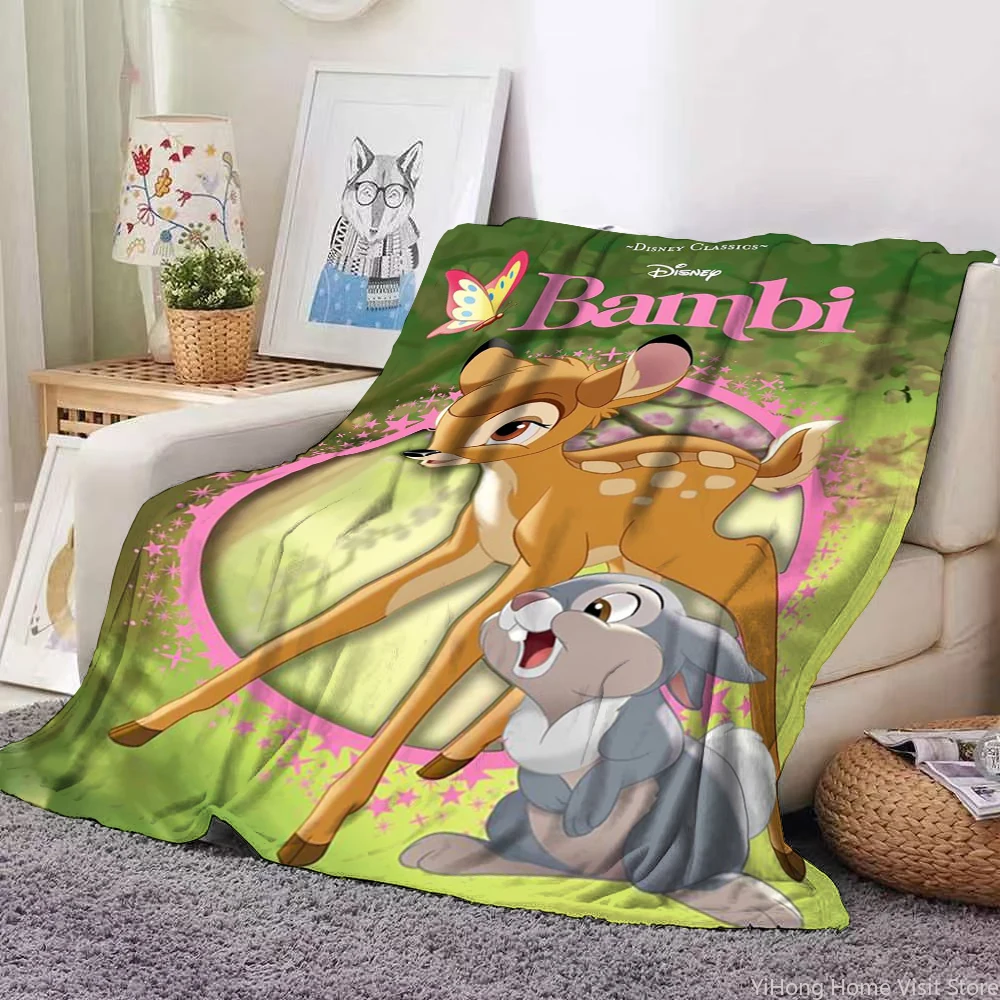 Bambi the Little Deer Flannel Thin Blanket.Four Season Blanket. Travel Picnic,for Sofa,Beds,Living Rooms,Fluffy Blanket Gifts