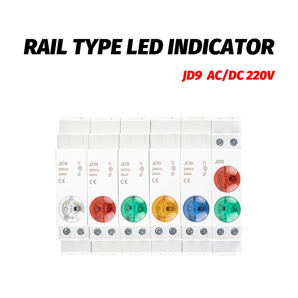 Din Rail Mount LED Signal Lamp Series AC/DC 24V 220V Indicating Pilot Lights JD9