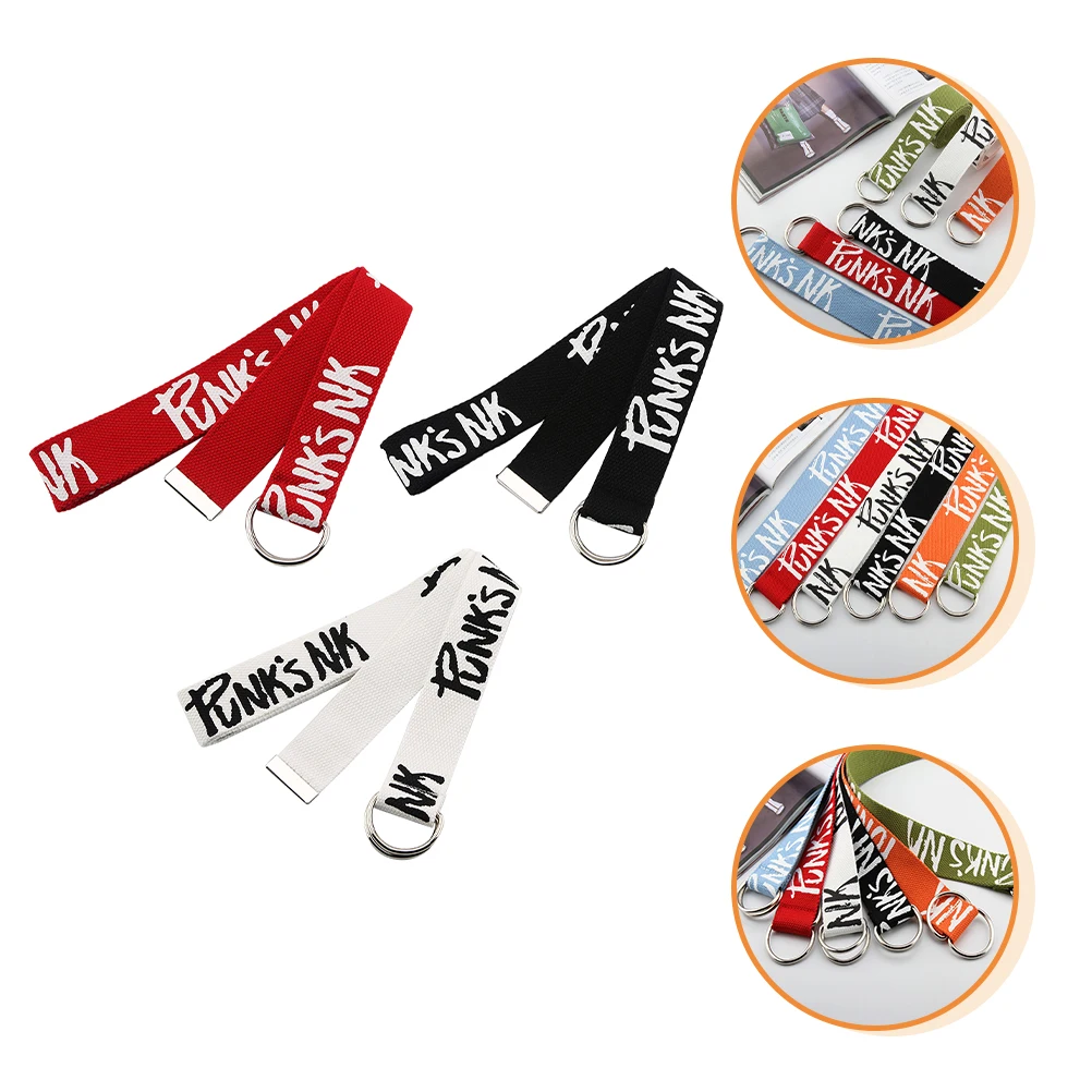 

3 Pcs Brown Belt Double Buckle Waist Woven for Women Ratchet Canvas Belts D-ring Miss