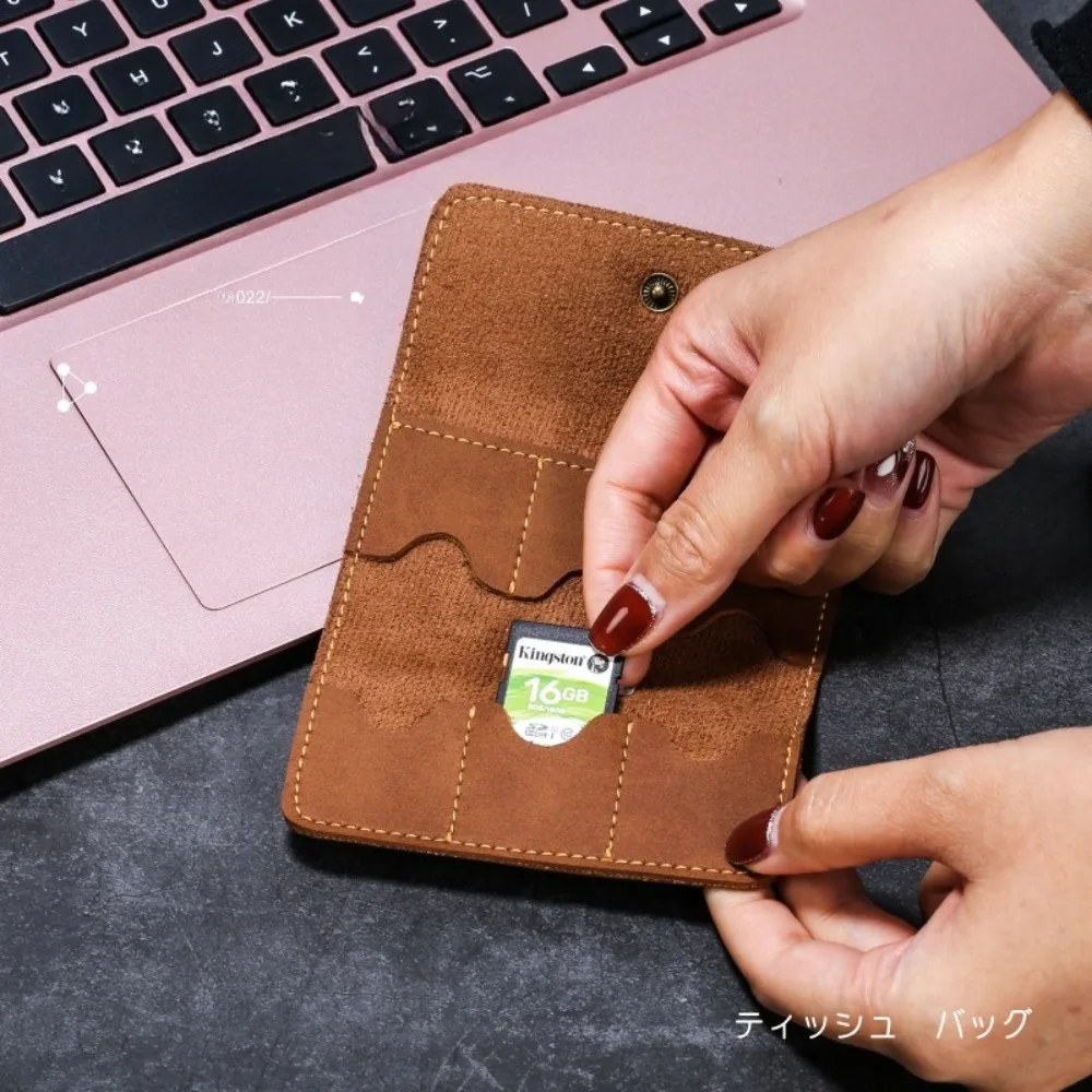 Memory Card Case Pu Leather Multifunctional Multi Slot Holder For Sd Tf Game Card Storage Camera Mobile Phone Accessory view 2