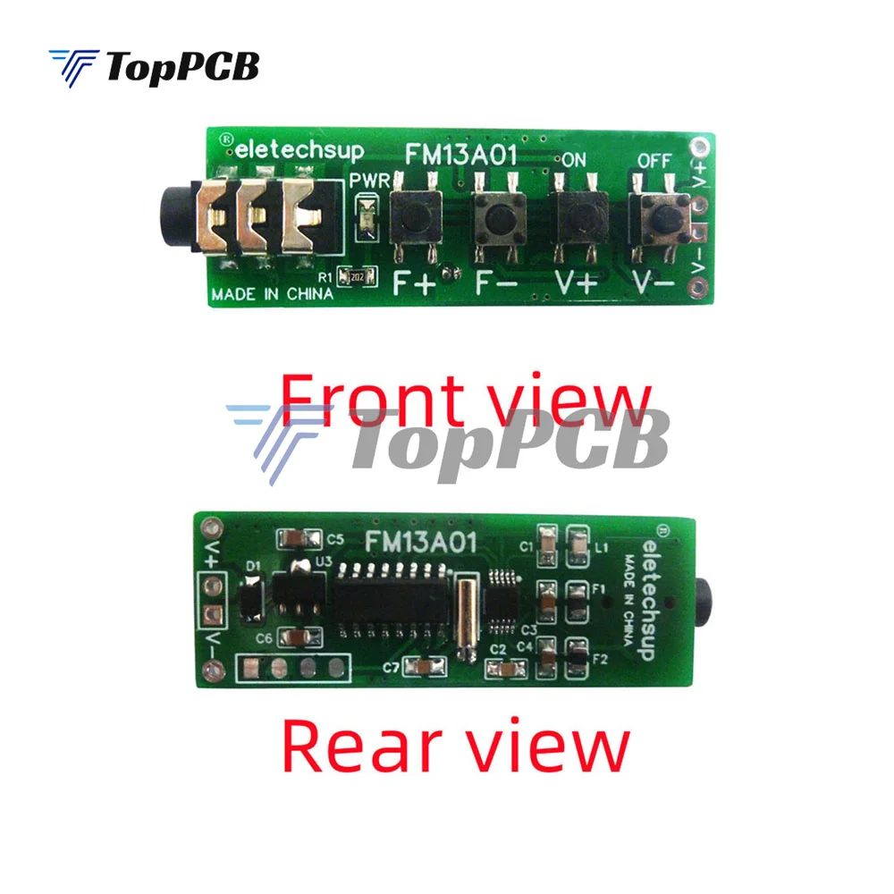 Two-channel Stereo VHF FM Radio Module FM Receiver Board 76MHz~108MHz DC 3.7V-18V