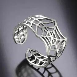 My Shape Punk Spider Ring Stainless Steel Adjustable Open Finger Rings Animal Fashion Jewelry Women Men Boys Teen Halloween Gift