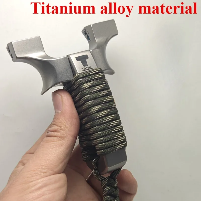 

High Quality Hunting Shooting Titanium Alloy Slingshot with Flat Rubber Band Catapult Outdoor Sports Accessories