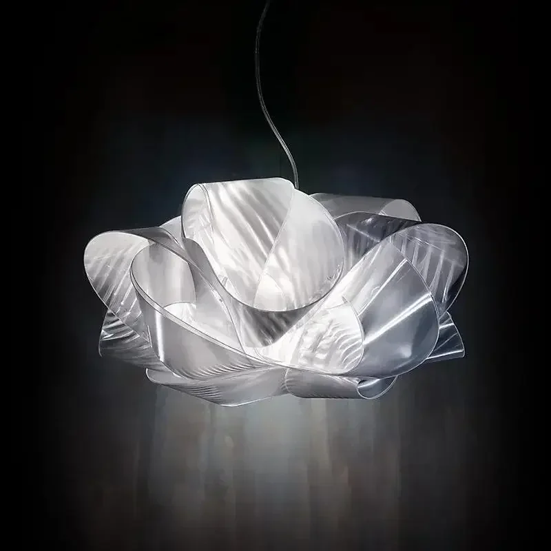 

SANDYHA Nordic Line Art Pendant Light White Resin Ceiling Chandelier Led Hanging Lamp for Living Room Bedroom Dining Table Hall