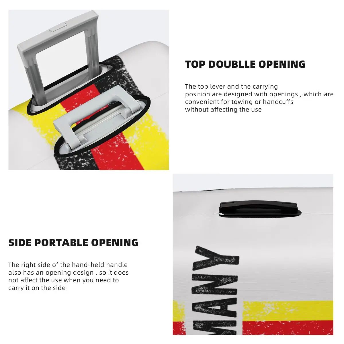 مخصص مخصص ألمانيا العلم غطاء الأمتعة حامي قابل للغسل الألمانية Deutschland Pride السفر حقيبة يغطي