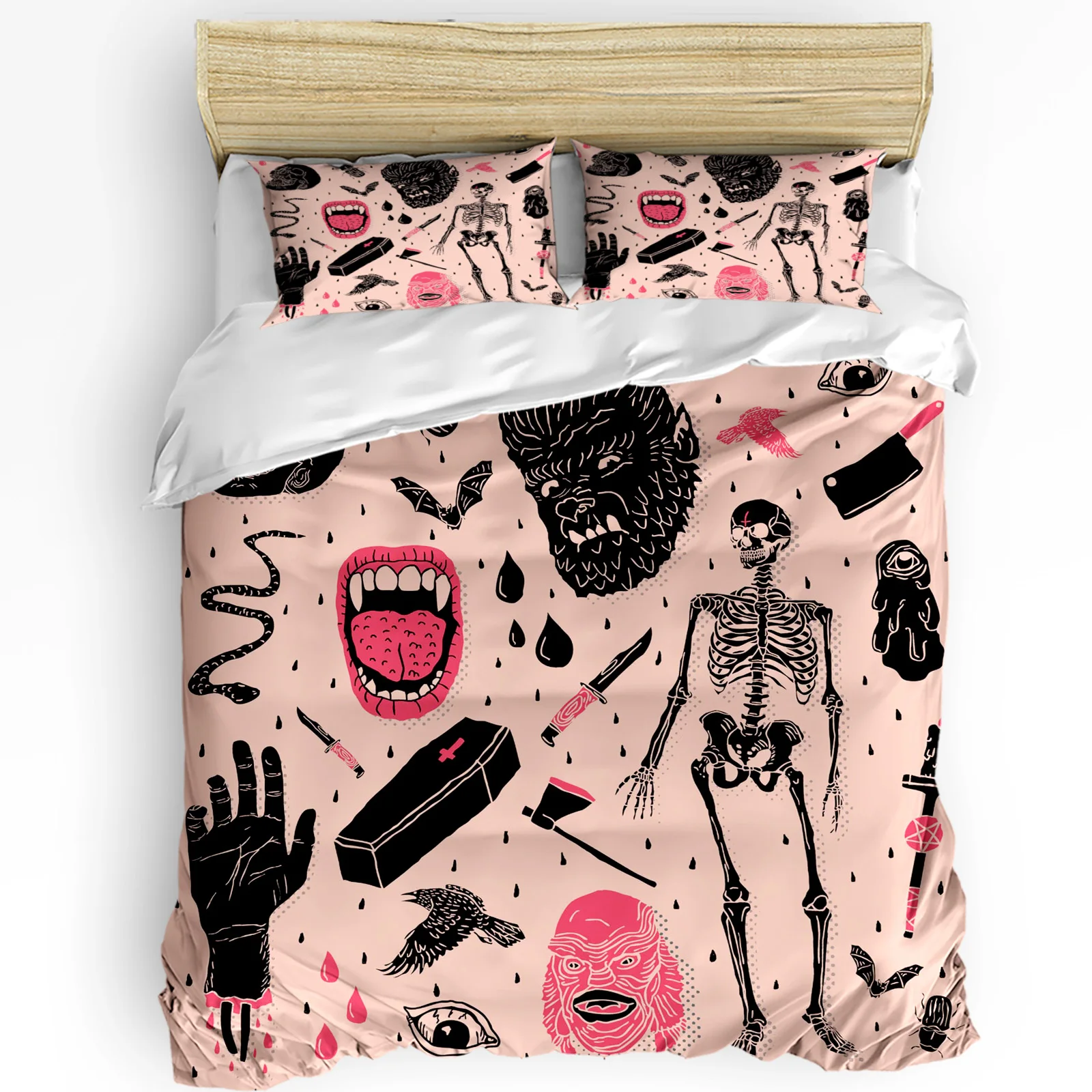 Whole Lotta Horror Skull Bones Duvet Cover With Pillow Case Custom 3pcs Bedding Set Quilt Cover Double Bed Home Textile