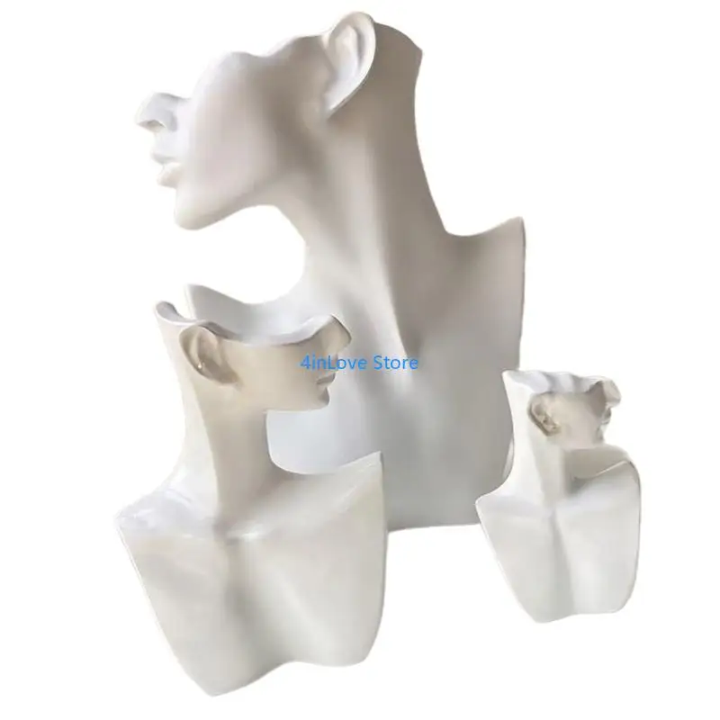 

T4MD Sturdy Resin Covered Necklace Bust Portable Jewelry Organization Home Accessory Necklace Display Rack Decoration