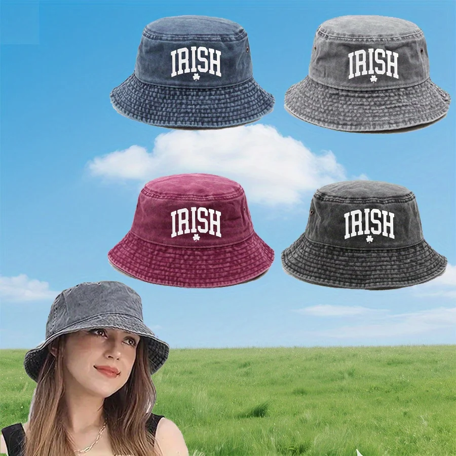 Men'S Ultra-Wide Brim Washed Bucket Hat, Summer Large Brim Breathable Fishing Hat with Letter Pattern, Multiple Colors, Provides