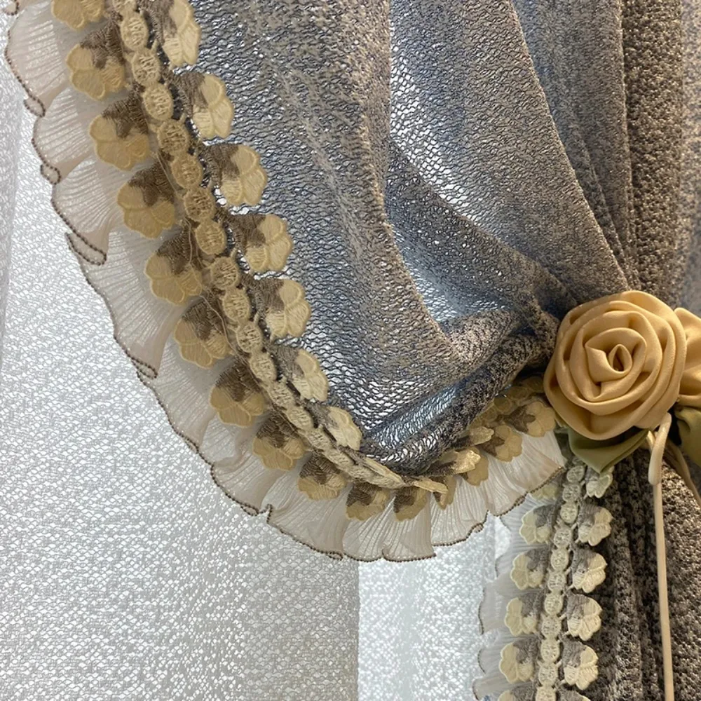 

Простой и атмосферный современный французский новый тюль для гостиной, спальни, расширенная атмосфера, свет, роскошный декор для окон на заказ