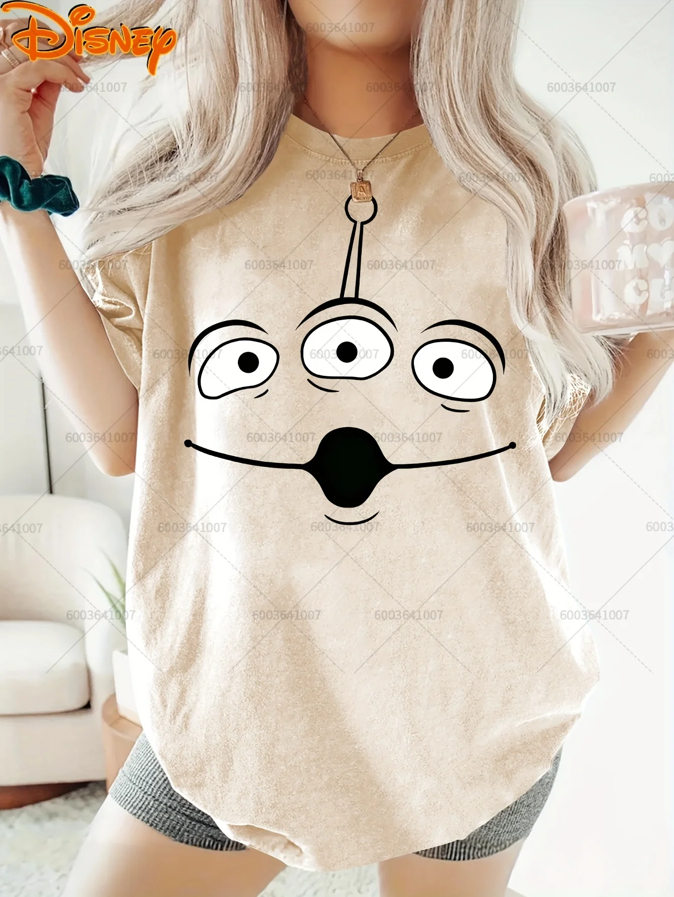 

Disney Toy Story Pizza Planet Aliens Big Face Women's Men Cotton T Shirt O-Neck Tee Unisex Clothing Tops Short Sleeve Oversized