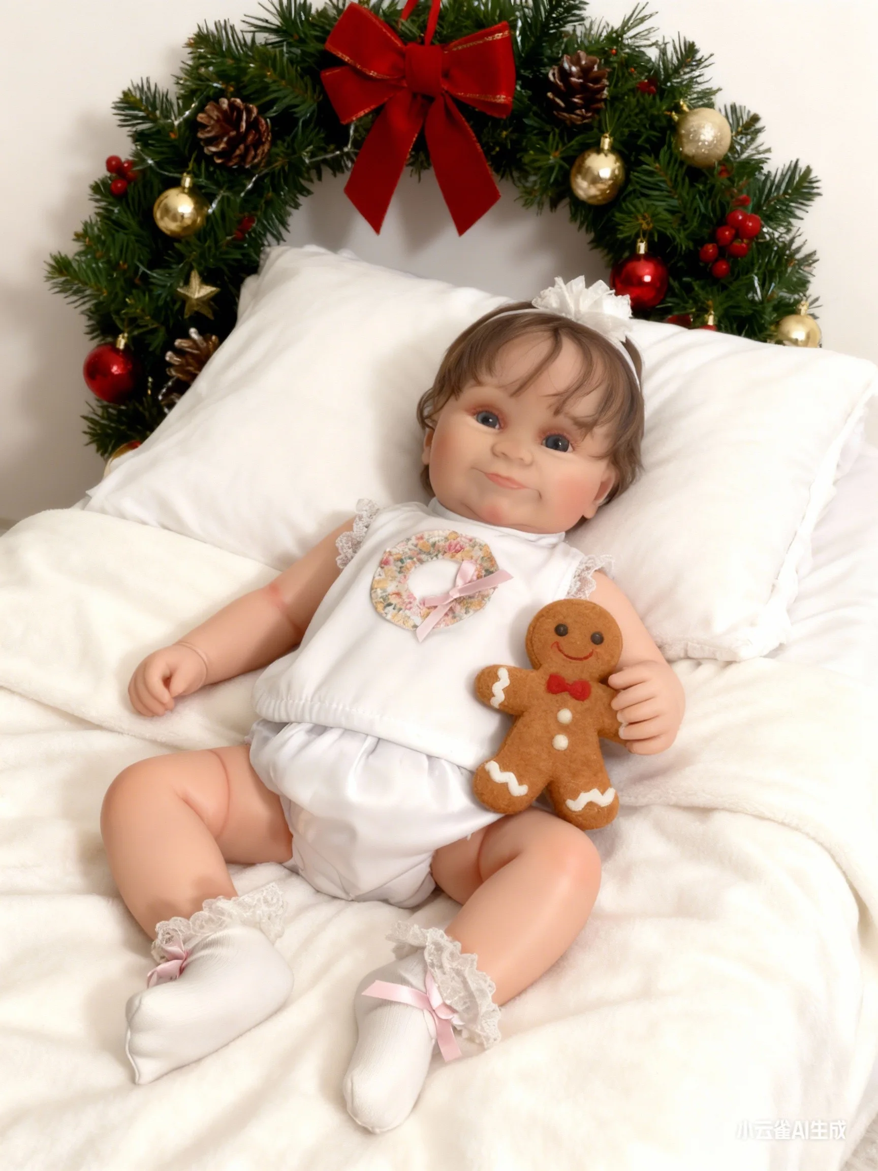 Boneca reborn 50 cm corpo de pano macio/boneca realista/unissex/olhos azuis/presente de Natal para menina