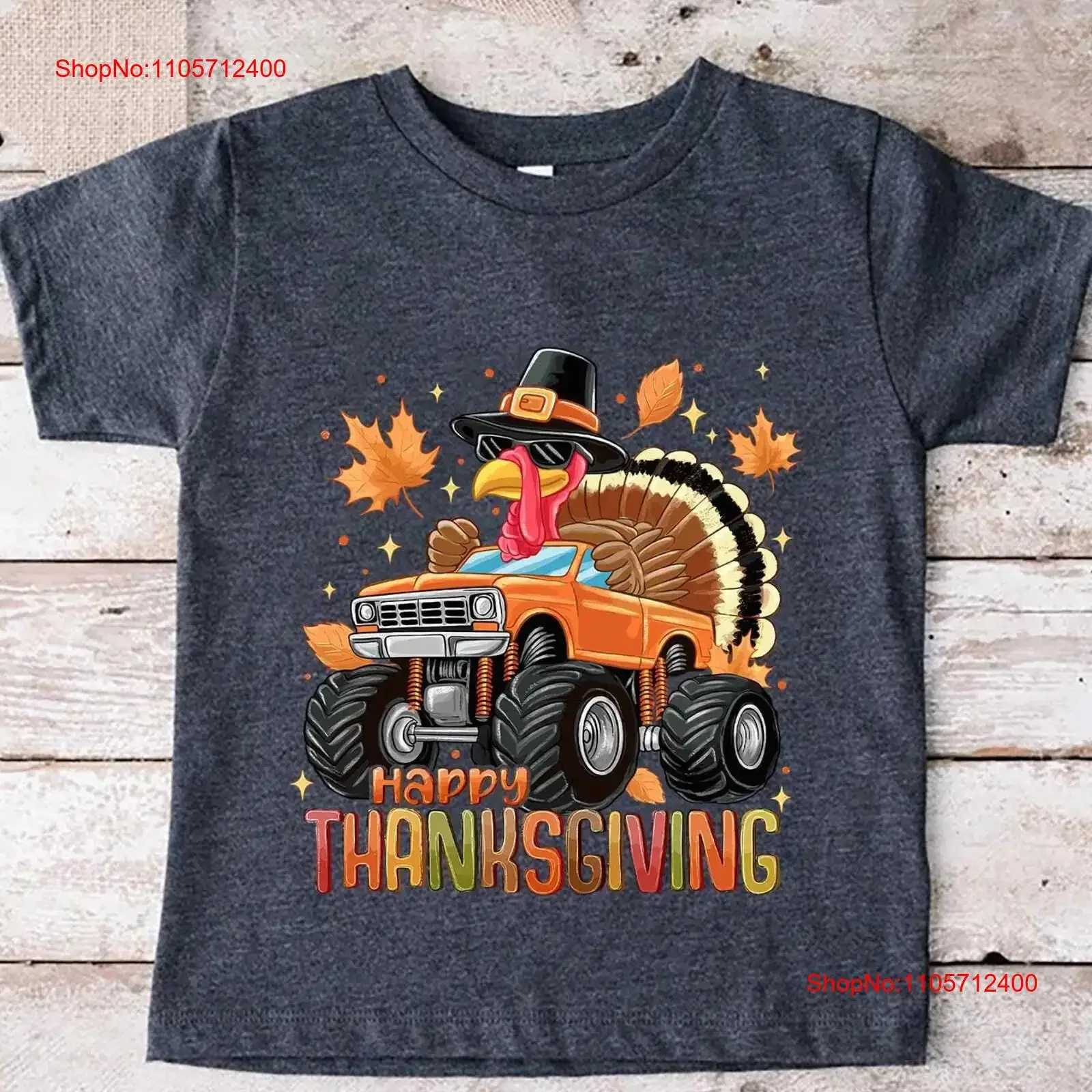 Happy Thanksgiving Turkey Riding Monster Truck T Shirt Boys Fall For Kids Funny Day Toddler vintage Washed Breathable