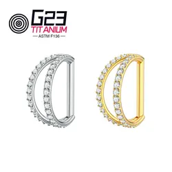 G23 Titanium Nose Ring Hinged Segment CZ Septum Clicke Daith Earrings Hoops Ear Cartilage Tragus Helix Piercing Jewelry 16G