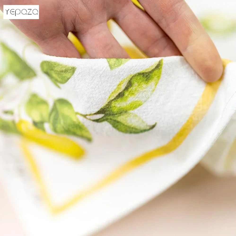 2pcs in a set Kichen Decoracion Pretty Lemon Tea towels Flour Sack Cotton Kitchen Towels Strong Water Absorbent Soft Discloths