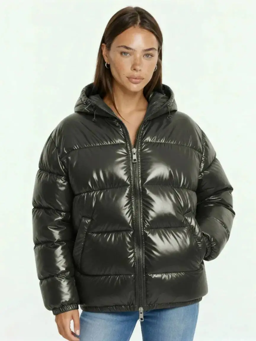 Thickened Cotton Jacket Hooded Women's Winter Large Size Comfortable Casual Street Style Polyester Fiber Filled Coat
