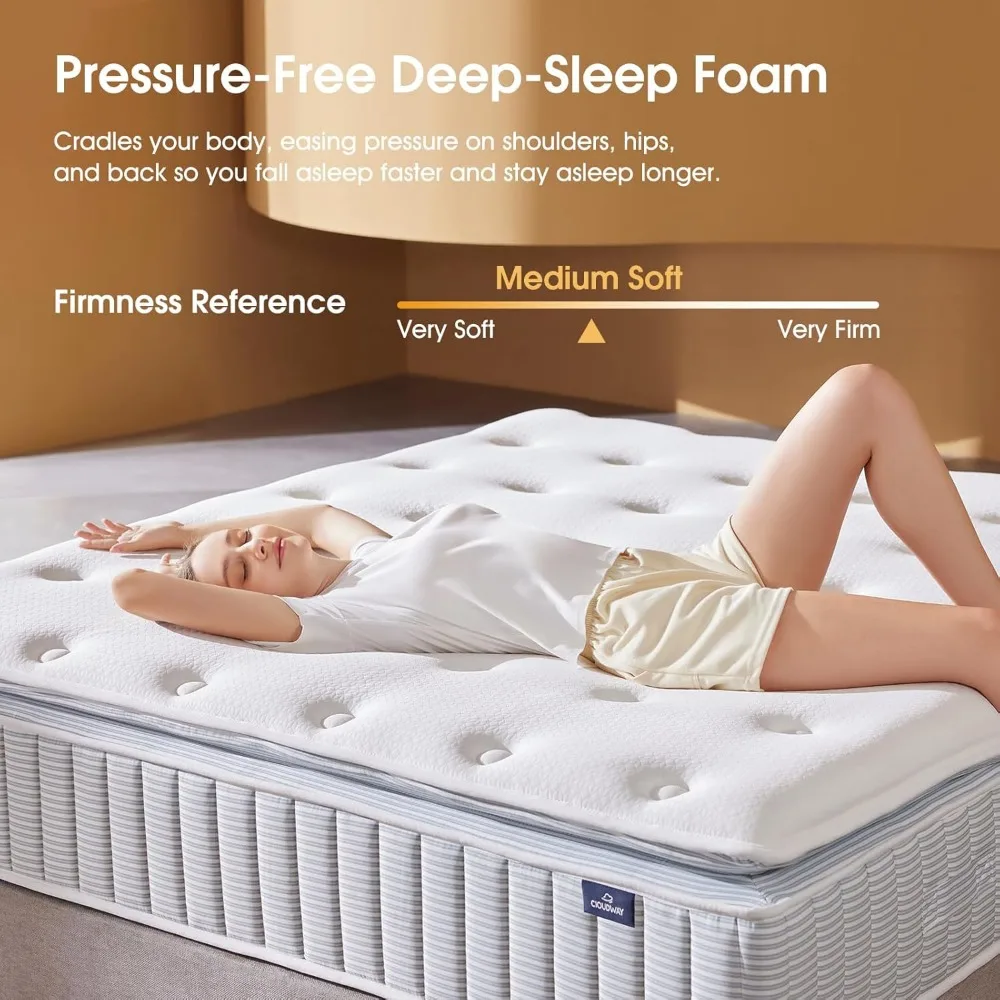 – مرتبة كوين 14 بوصة – مرتبة هجينة حقيقية مع تبريد مزدوج، 2 بوصة رغوة ذاكرة PCM جيدة التهوية، دعم حافة معززة، منطقة