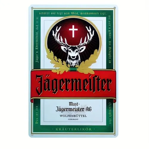 Placa de metal vintage Jägermeister; Arte de parede
