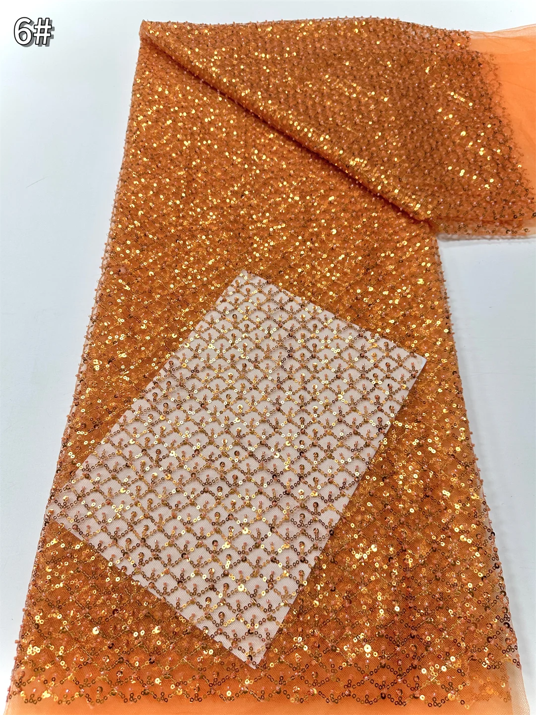

Африканская кружевная ткань 2026, блестки, вышивка бисером, нигерийская свадебная ткань для жениха, высокое качество, французская оранжевая кружевная ткань для платья