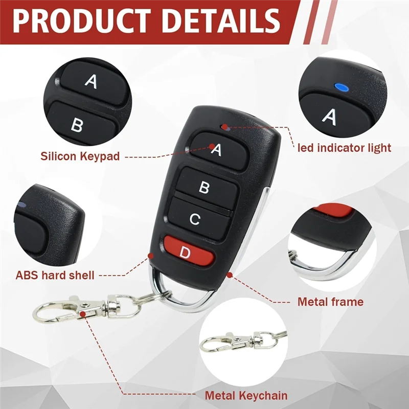 

GO-Pack из 4 универсальных пультов дистанционного управления для гаражных ворот, 433 МГц, клонный дистанционный переключатель для ворот и гаражей, ручной передатчик