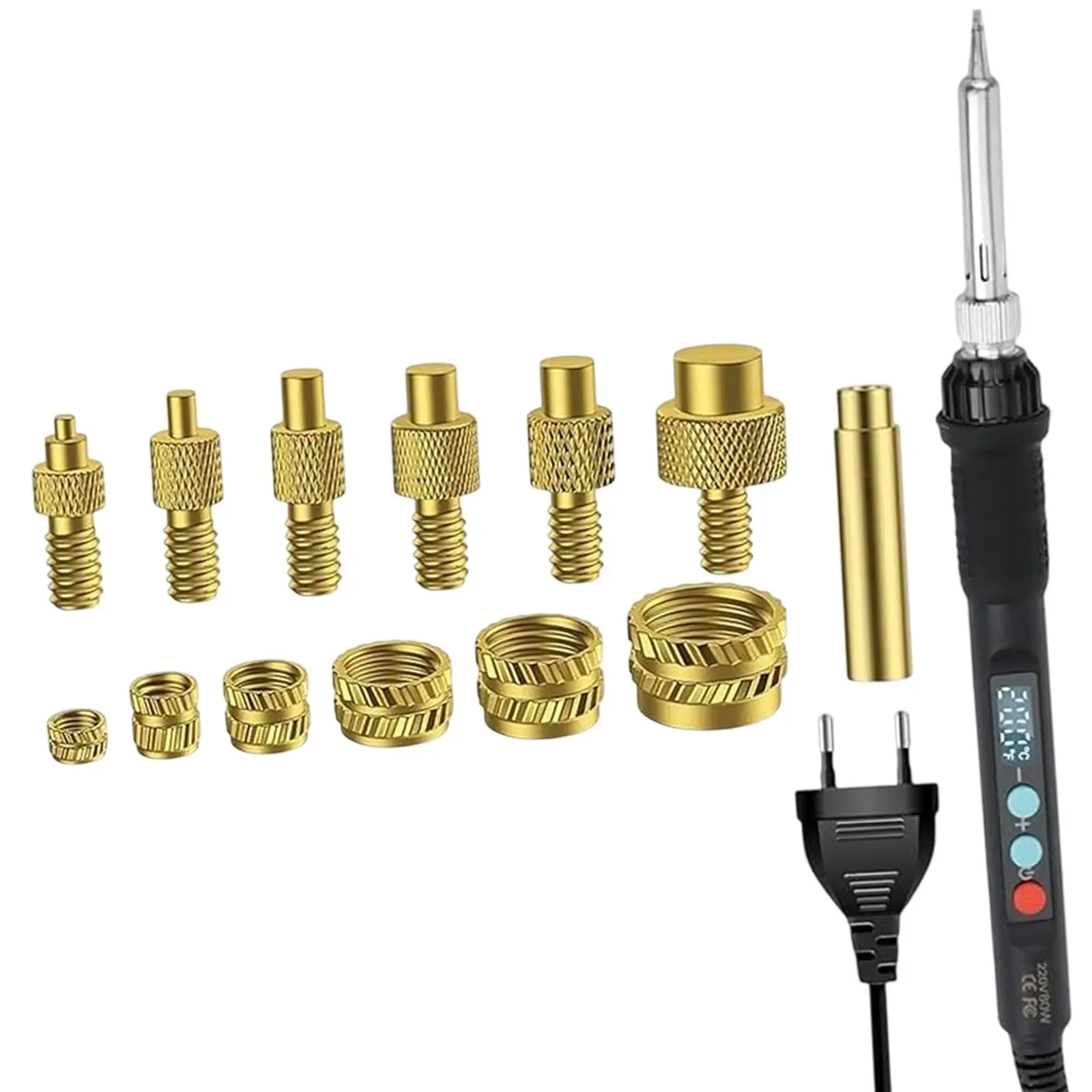 Professional Threaded Insert Soldering Kit 80W Ceramic Fast Heat Four Ventilation Holes LCD Switch for M2 M3 M4 M5 M6 M8