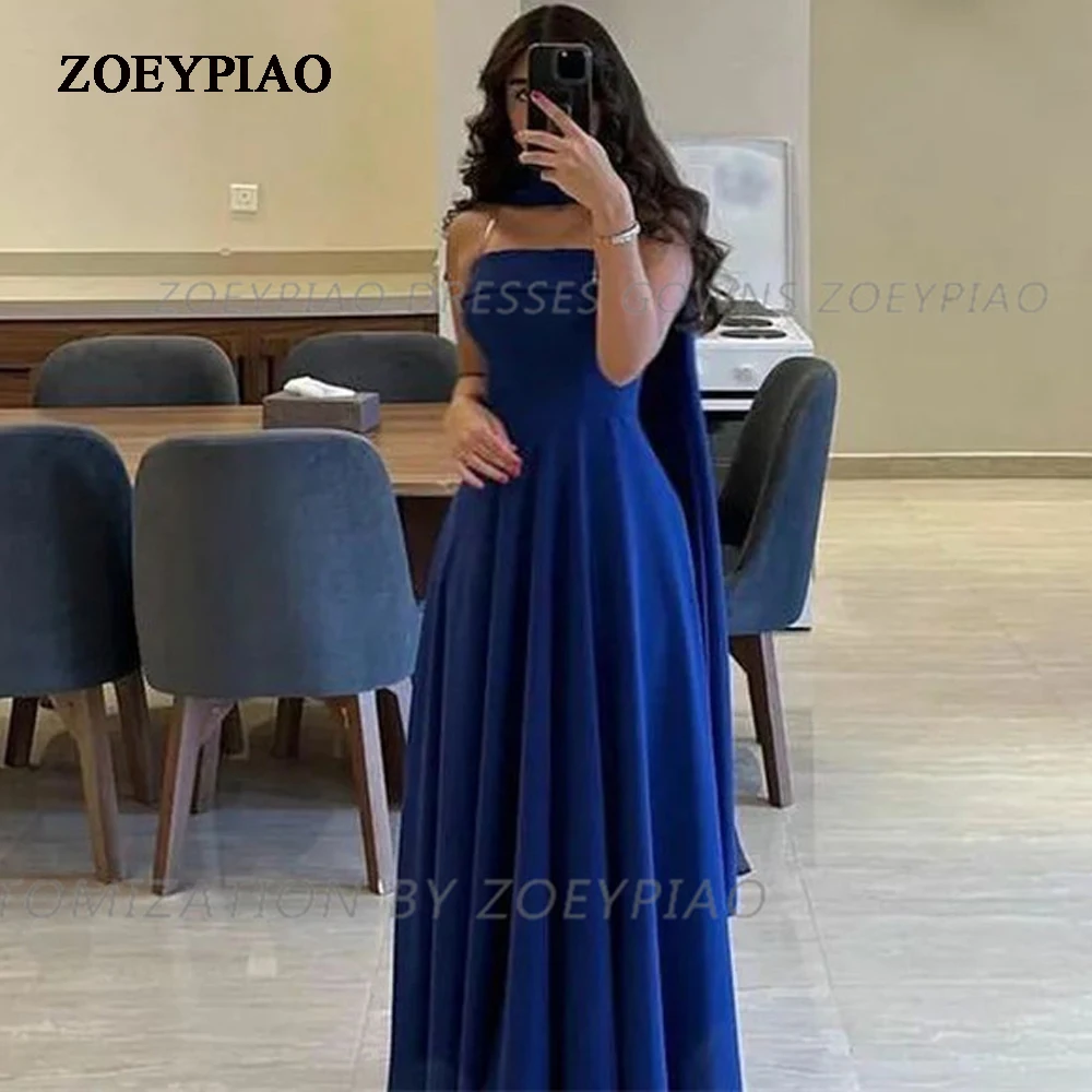 

Blue Party Dresses Long Evening Dresses With Shawl Formal Occasion Night Elegant Prom Gowns Wedding Dresses 2024 Custom Made