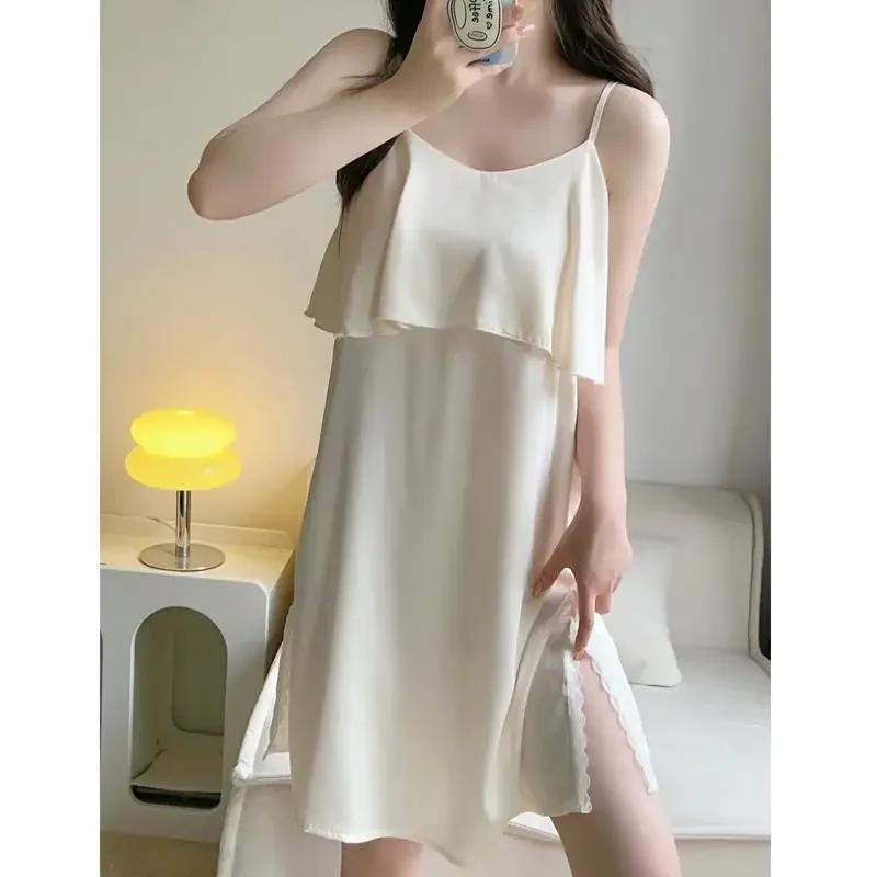 

Nightgowns Women's Clothing Summer Suspenders Ice Silk Thin Home Loose Comfortable Simple Affordable High Quality Soft Slim Sexy