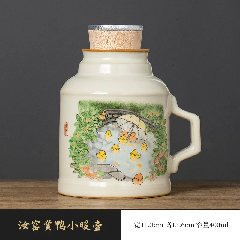 Ru Kiln Cute Creative Small Teapot Ceramic Stew High-end Tea Mug Drinking Cup Gift Box Set