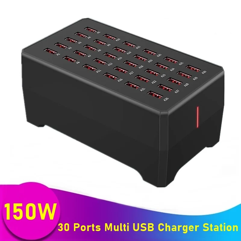 150W Universal USB Charger 30 Port USB Fast Charging Station For Iphone 12 13 14 Samsung S23 Xiaomi Ipad Carregador De Celular