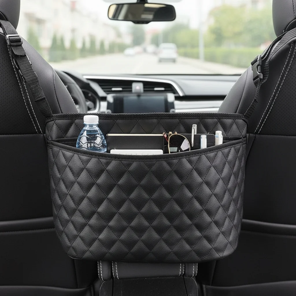 

1 шт., сумка для хранения среднего сиденья автомобиля, органайзер из искусственной кожи большой емкости для салона автомобиля