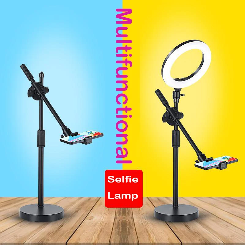 Desktop Overhead Tripod 26CM 16CM Ring Light Table Tabletop Shooting With Phone Holder Boom Arm For Live Youtube Streaming Video