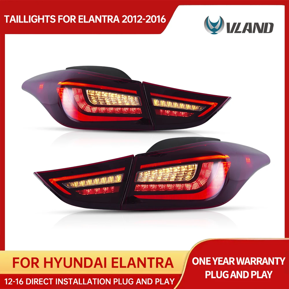 VLAND Car Accessories LED Tail Lights Assembly For 2011-2016 Hyundai Elantra 2013-2014 Elantra Coupe Tail Lamp Full LED DRL