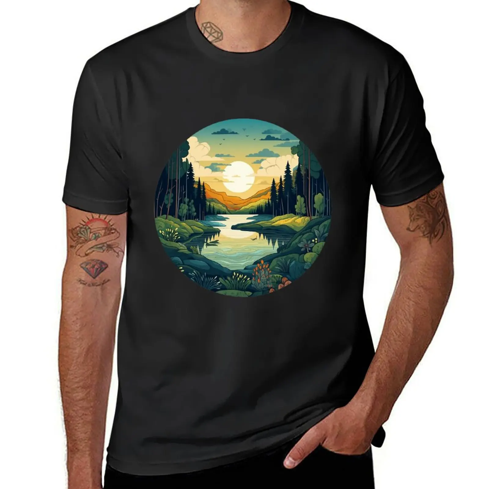 Majestic Lakeside Retreat T-Shirt blacks boys whites Men's t shirts