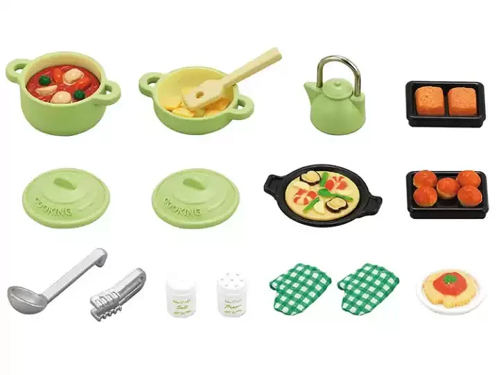 Original Sylvanian Families Food Cooking Tableware Breakfast Lunch Gourmet Set Birthday Cake Pretend Play Ornament Gifts Collect