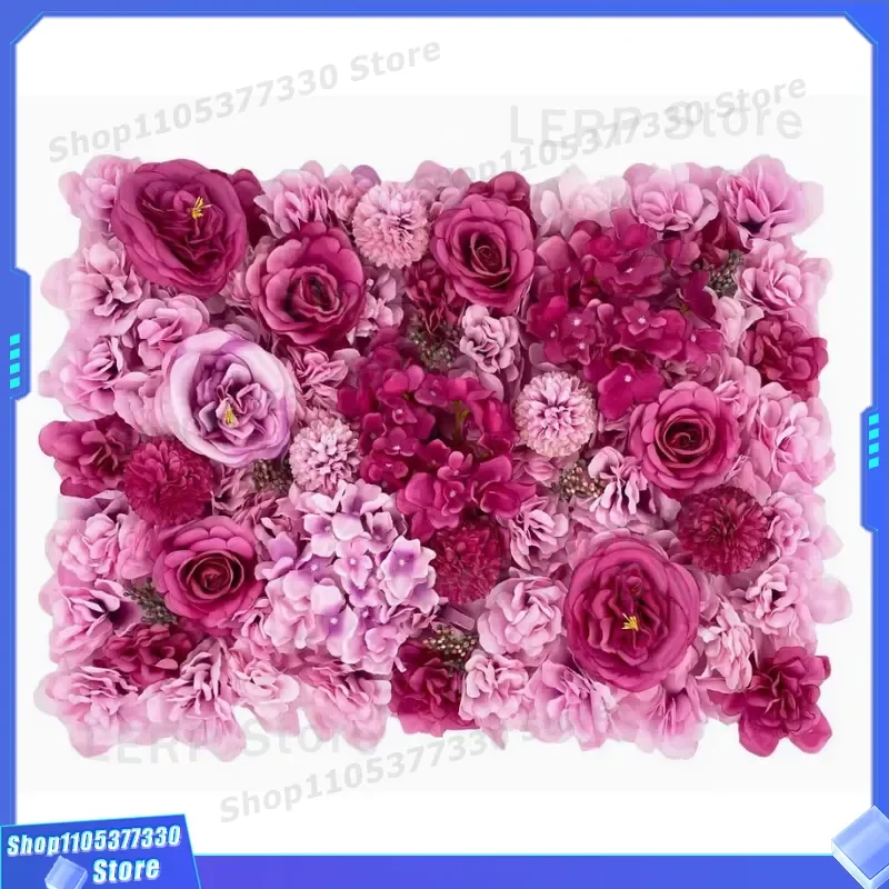 Artificial Rayon Rose Wall Panel Wedding Backdrop Decoration Background Board for Party Event Photo Studio Props Display