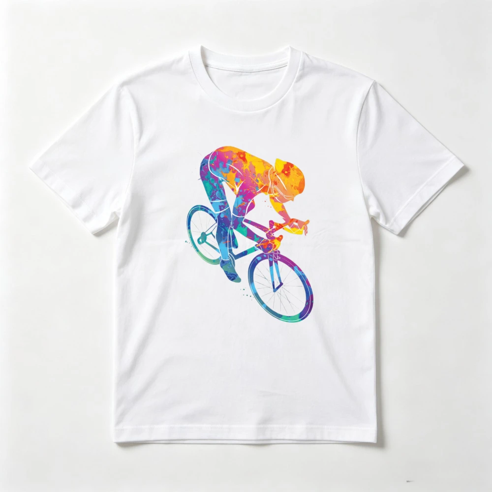 Colour Cycling Cucoloris Design Graphic Printed T-Shirt Casual Fashion Harajuku T Shirt Summer Short Sleeve O-neck Man Women Tee