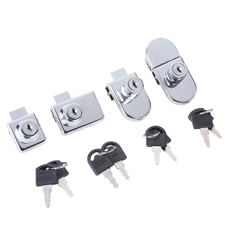 Single Glass Lock Zinc Alloy Showcase Cabinet Door Cylinder Sliding Glass Push Door Locks For Furniture Hardware