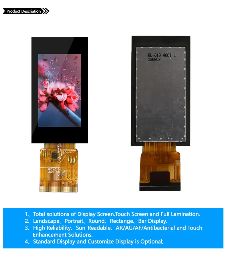 

1.9-inch 170X320 MCU 8/16BIT/SPI Interface IPS TFT LCD screen LVGL LCD TFT Module with Capacitive Touch