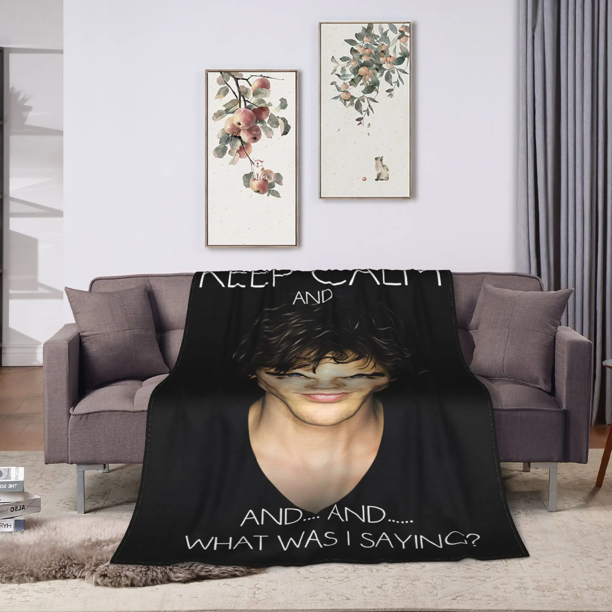Vampire Diaries Damon Klaus  Flannel Blanket  Warm Soft Throw Blanket for Home Decor Camping Print Bedspread Sofa Bed Cover